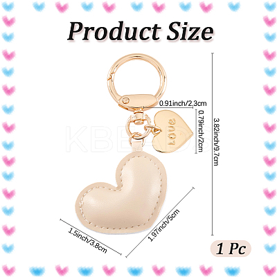 1Pc Imitation Leather Heart Keychain KEYC-CL0001-14C-1