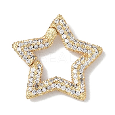 Rack Plating Brass Micro Pave Cubic Zirconia Twister Clasps KK-NH0002-14G-01-1