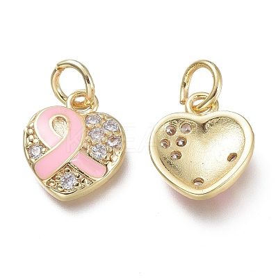 Brass Micro Pave Clear Cubic Zirconia Pendants KK-P188-M01-1