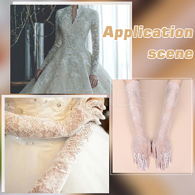 2 Pairs 2 Colors Polyester Long Lace Gloves AJEW-LP0008-33-1