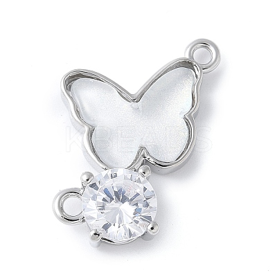 Brass Micro Pave Cubic Zirconia and Glass Connector Charms KK-F892-48P-1