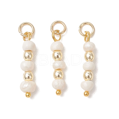 Natural Cultured Freshwater Pearl Potato with Round Electroplate Synthetic Non-magnetic Hematite Pendants PALLOY-JF04853-02-1