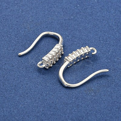 Rack Plating Brass Pave Cubic Zirconia Earring Hooks KK-O143-17S-1