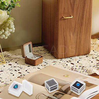 24Pcs 2 Colors Square Transparent Plastic Loose Diamond Box CON-OC0001-53-1
