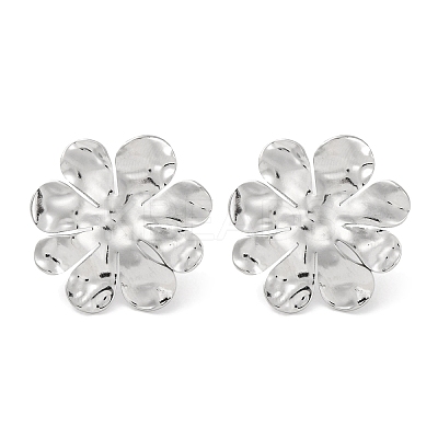 304 Stainless Steel Flower Stud Earrings EJEW-D281-18S-1