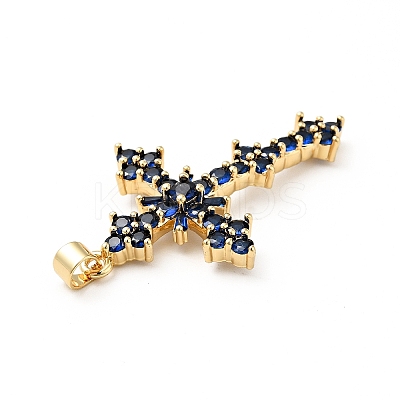 Rack Plating Brass Micro Pave Cubic Zirconia Pendants KK-E060-14G-1