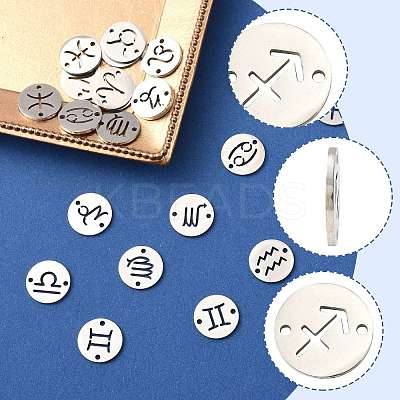 24Pcs 12 Styles 201 Stainless Steel Links/Connectors STAS-FS0001-98-1