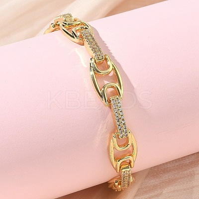 Clear Cubic Zirconia Oval Link Chains Bracelet BJEW-G773-04G-1