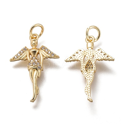 Brass Micro Pave Clear Cubic Zirconia Pendants ZIRC-I051-10-1