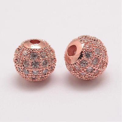 Brass Micro Pave Cubic Zirconia Beads ZIRC-E110-05RG-1