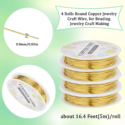 4 Rolls Copper Jewelry Craft Wire CWIR-SC0001-07-1