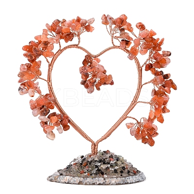 Natural Red Agate Chips Heart Tree Decorations PW-WG86934-02-1