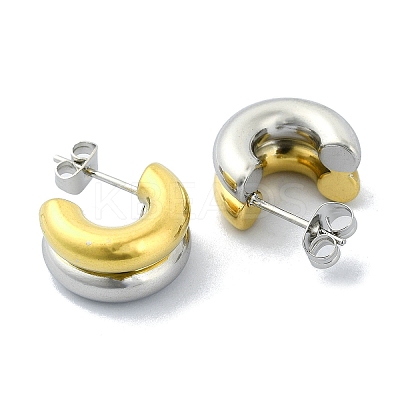 Ion Plating(IP) 304 Stainless Steel Ring Stud Earrings EJEW-C071-03GP-1