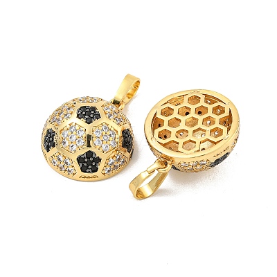 Rack Plating Brass Micro Pave Cubic Zirconia Pendants KK-P277-05G-1