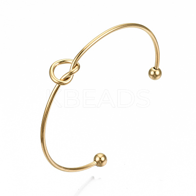 304 Stainless Steel Love Knot Cuff Bangle Making X-MAK-S073-001G-1