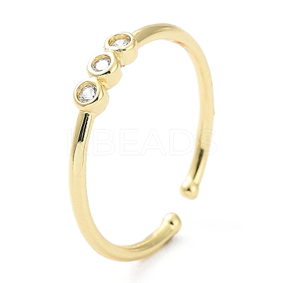 Rack Plating Brass Micro Pave Clear Cubic Zirconia Cuff Rings RJEW-C043-10G-1