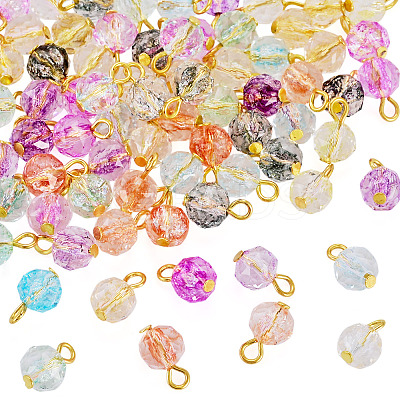 80Pcs 8 Styles Crackle Transparent Glass Charms PALLOY-TAC0292-1
