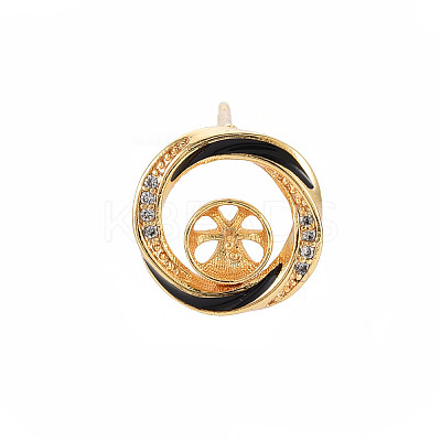 Brass Micro Pave Clear Cubic Zirconia Stud Earring Findings KK-N233-125-NF-1