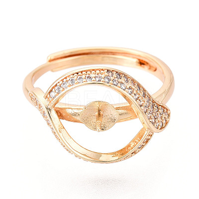 Brass Micro Pave Clear Cubic Zirconia Adjustable Ring Settings KK-T076-77G-1