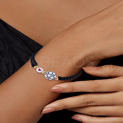 1Pc Sport Theme Acylic & Alloy Braided Bead Bracelets BJEW-LP0003-23D-1