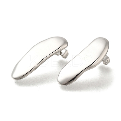 304 Stainless Steel Oval Stud Earrings for Women EJEW-S227-51P-1