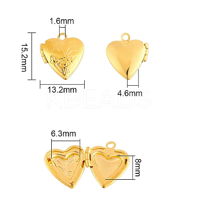 10Pcs Brass Locket Pendants KK-FP0001-01-1