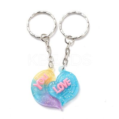 2Pcs Valentine's Day Couple Heart Charm Keychain KEYC-JKC00393-1
