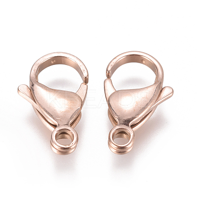 Ion Plating(IP) 304 Stainless Steel Lobster Claw Clasps STAS-F224-04RG-1