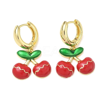 Brass & Enamel Hoop Dangle Earrings for Women EJEW-A167-20G-02-1