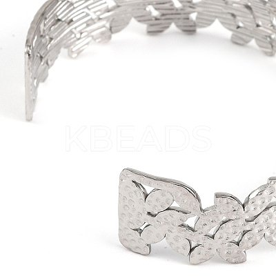 Non-Tarnish 304 Stainless Steel Hollow Flower Open Cuff Bangles for Women LS-BJEW-K241-03B-P-1