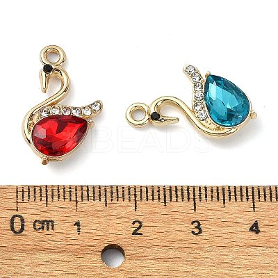 Golden Rack Plating Alloy Rhinestone Pendants PALLOY-F308-16G-1