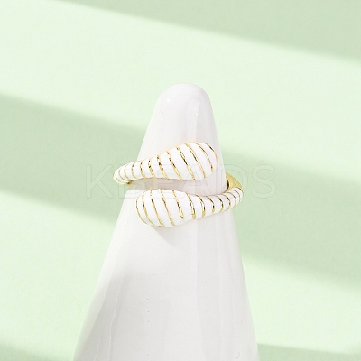 Brass Enamel Cuff Open Rings for Women RJEW-A098-01G-03-1