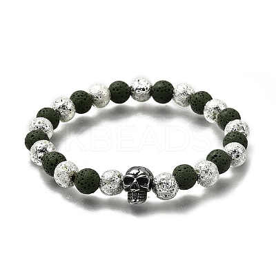 Halloween Electroplate Natural Lava Rock Bracelets BJEW-JB12332-02-1