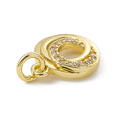 Brass Micro Pave Clear Cubic Zirconia Ring Charms ZIRC-F132-89G-1
