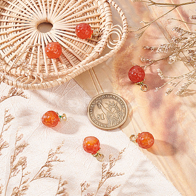 6Pcs Natural Agate Peach Charms G-OC0004-36-1