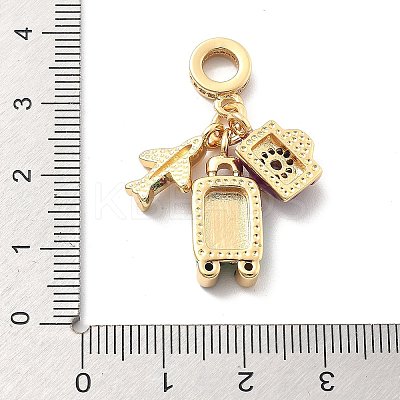 Rack Plating Brass Clear Cubic Zirconia European Dangle Charms KK-Q017-36G-1