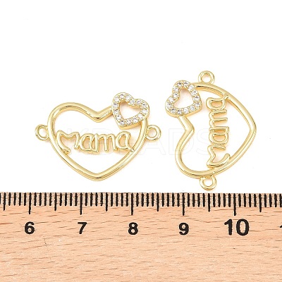 Mother's Day Brass Micro Pave Clear Cubic Zirconia Word Mama Connector Charms KK-F931-17A-G-1