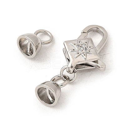Brass Micro Pave Clear Cubic Zirconia Lobster Claw Clasps KK-U059-53P-1