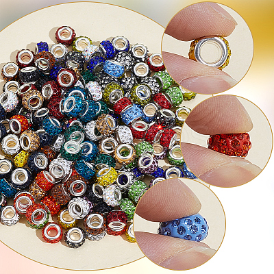 200Pcs 20 Colors Handmade Polymer Clay Rhinestone European Beads CPDL-PA0001-01A-1