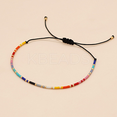 Bohemian Minimalist Glass Seed Bead Braided Bead Bracelets for Women PE3072-1
