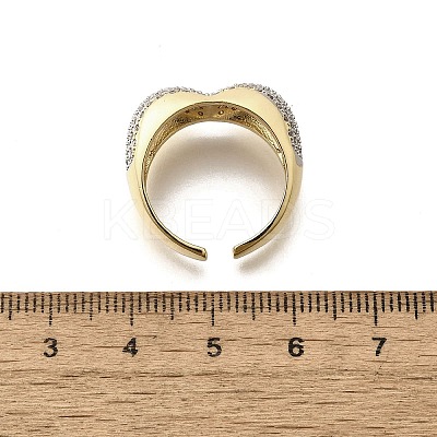 Brass Micro Pave Clear Cubic Zirconia Cuff Rings for Women RJEW-G347-12GP-1