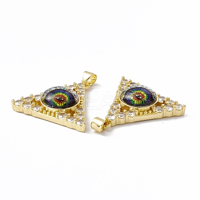 Rack Plating Brass Micro Pave Clear Cubic Zirconia Pendants ZIRC-C041-35G-1