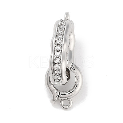 Brass Micro Pave CLear Cubic Zirconia Interlocking Clasps KK-C051-49P-1