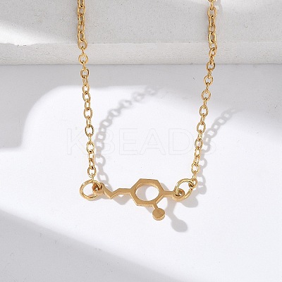 304 Stainless Steel Chemical Symbol Pendant Necklaces NJEW-Z073-03G-02-1