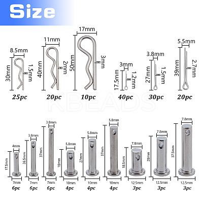 55Pcs 304 Stainless Steel Hitch Pin Clips & 90Pcs Open Latch & 39Pcs Connecting Rod Plug Bolt Pins STAS-AR0002-68-1