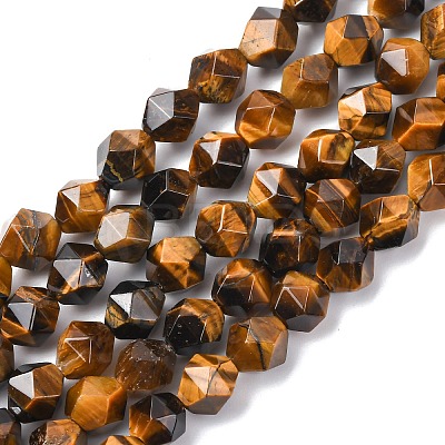 Faceted Natural Tiger Eye Beads Strands G-K066-01-8mm-01-1