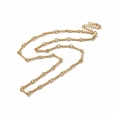 Ion Plating(IP) 304 Stainless Steel Twist Bar Link Chain Necklace for Women NJEW-E081-05G-1