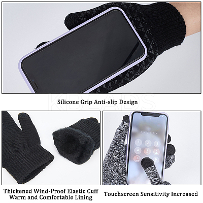 2 Pairs 2 Colors Polyester Gloves AJEW-GF0010-75-1