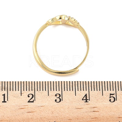 Brass Micro Pave Cubic Zirconia Adjustable Finger Rings for Women LS-RJEW-C132-07G-1