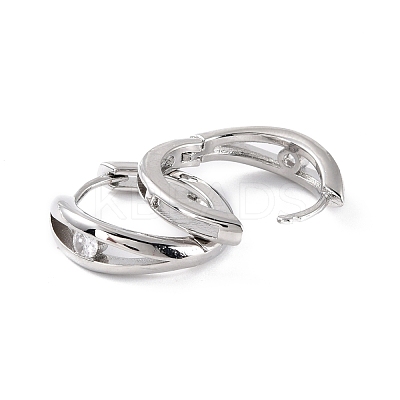 Small Clear Cubic Zirconia Hoop Earring for Women EJEW-C002-03P-RS-1
